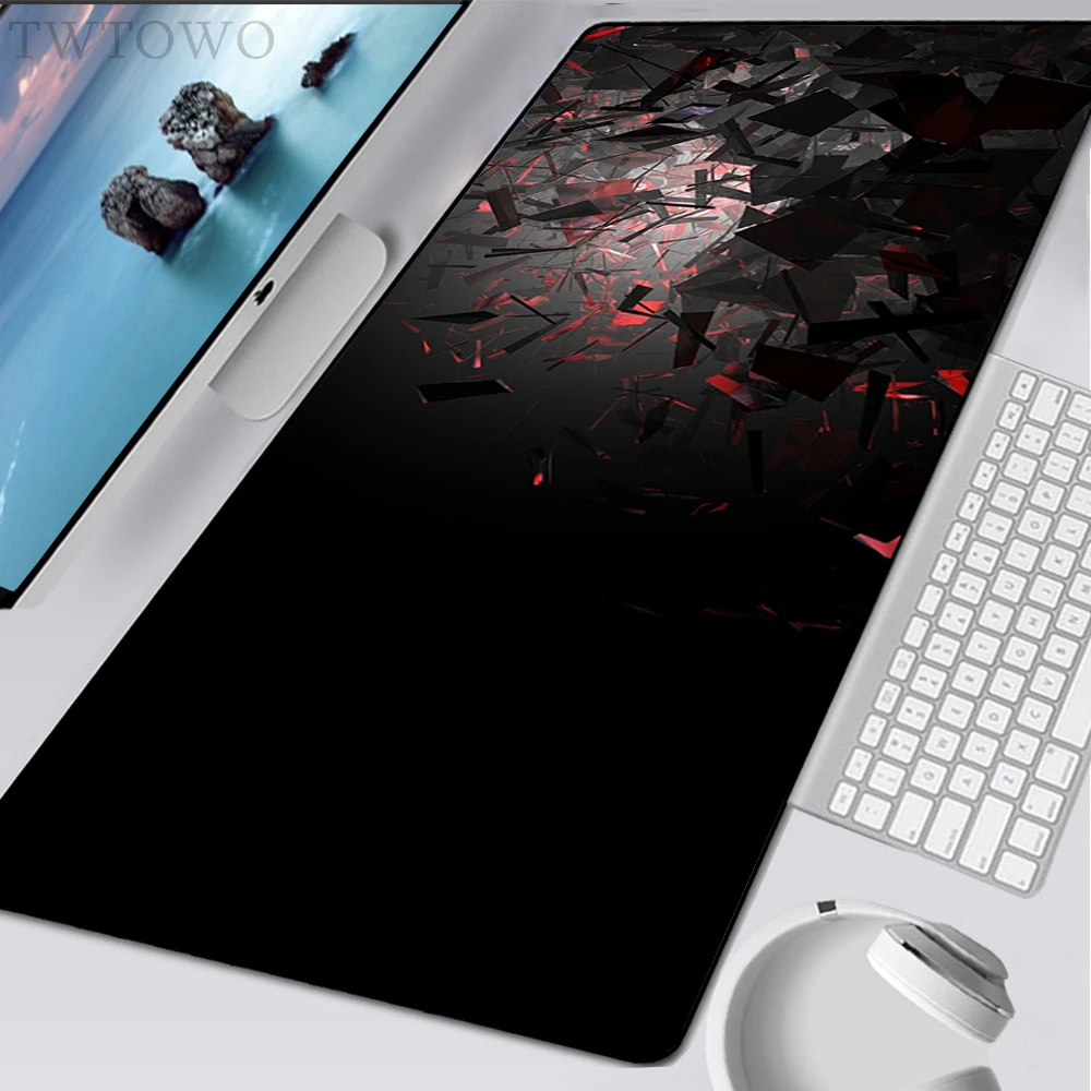 

Mouse Pad Gamer Home Large Computer Custom MousePads Desk Mats Black Red Geometric Design Anti-slip Office Carpet Mouse Mat