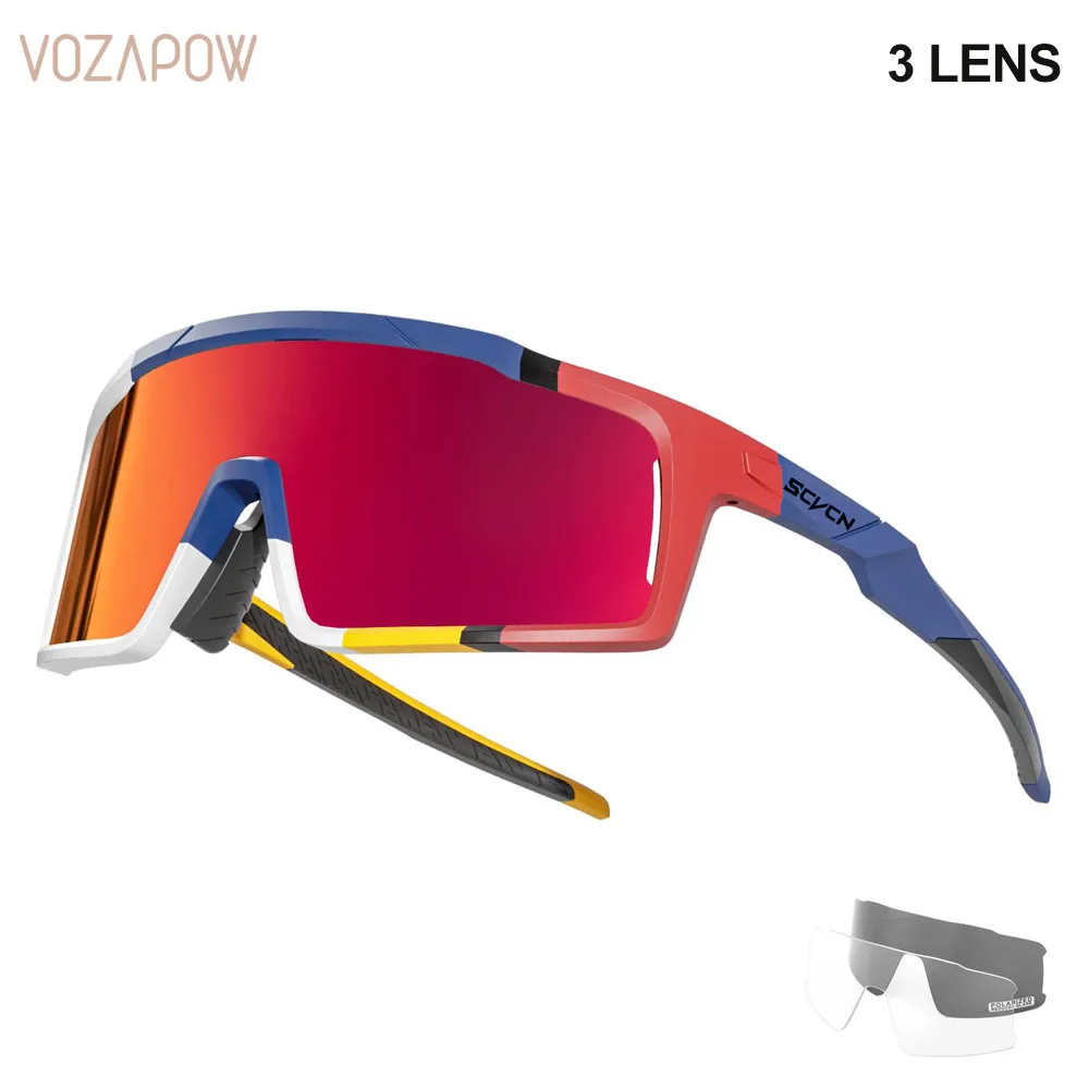 

3 LENS Men's Sunglasses Polarized Cycling Glasses Sun Glasses for MTB UV400 Goggles Woman Bike Bicycle Cycle Eyewear