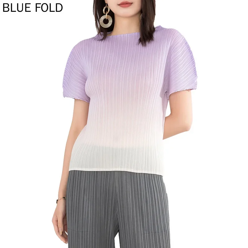 Женская летняя новая футболка с короткими рукавами градиентная цветная печать