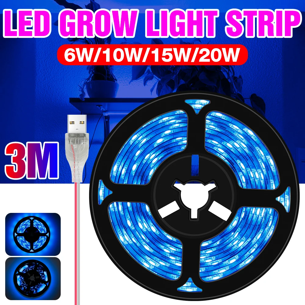 

Grow Light LED Full Spectrum USB Plant Grow Strip Lights 0.5M 1M 2M 3M Fitolampy Phyto Lamp Indoor Hydroponics Flower Seedling