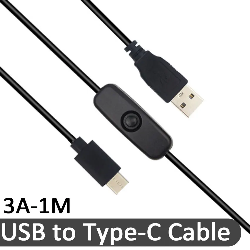 1-3 шт. USB-кабель типа C 5 В 3 А для Raspberry Pi 4 кабель питания с переключателем ВКЛ/ВЫКЛ RPI