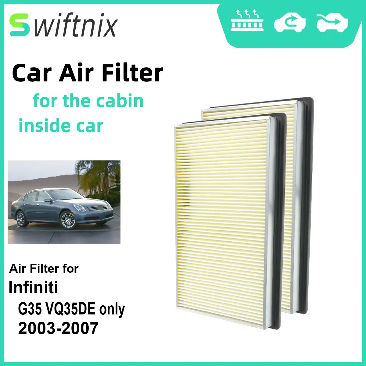 Воздушный фильтр двигателя Calm Carbon Fiilter для салона Infiniti G35 VQ35DE только 2003-2007 CA4309 25043775