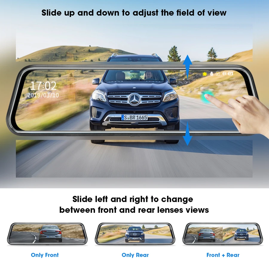 $56.19 Jansite 10 inch Mirror 2.5K+1080P Car DVR Stream Media Super Night Vision Touch Screen Car Camera dash cam Parking Mode recorder