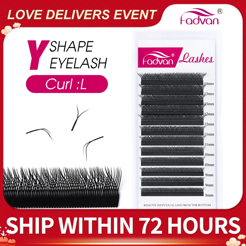 Fadvan l-curl YY extensions de cils 0.07 naturels doux YY préfabriqués Fan Lashes