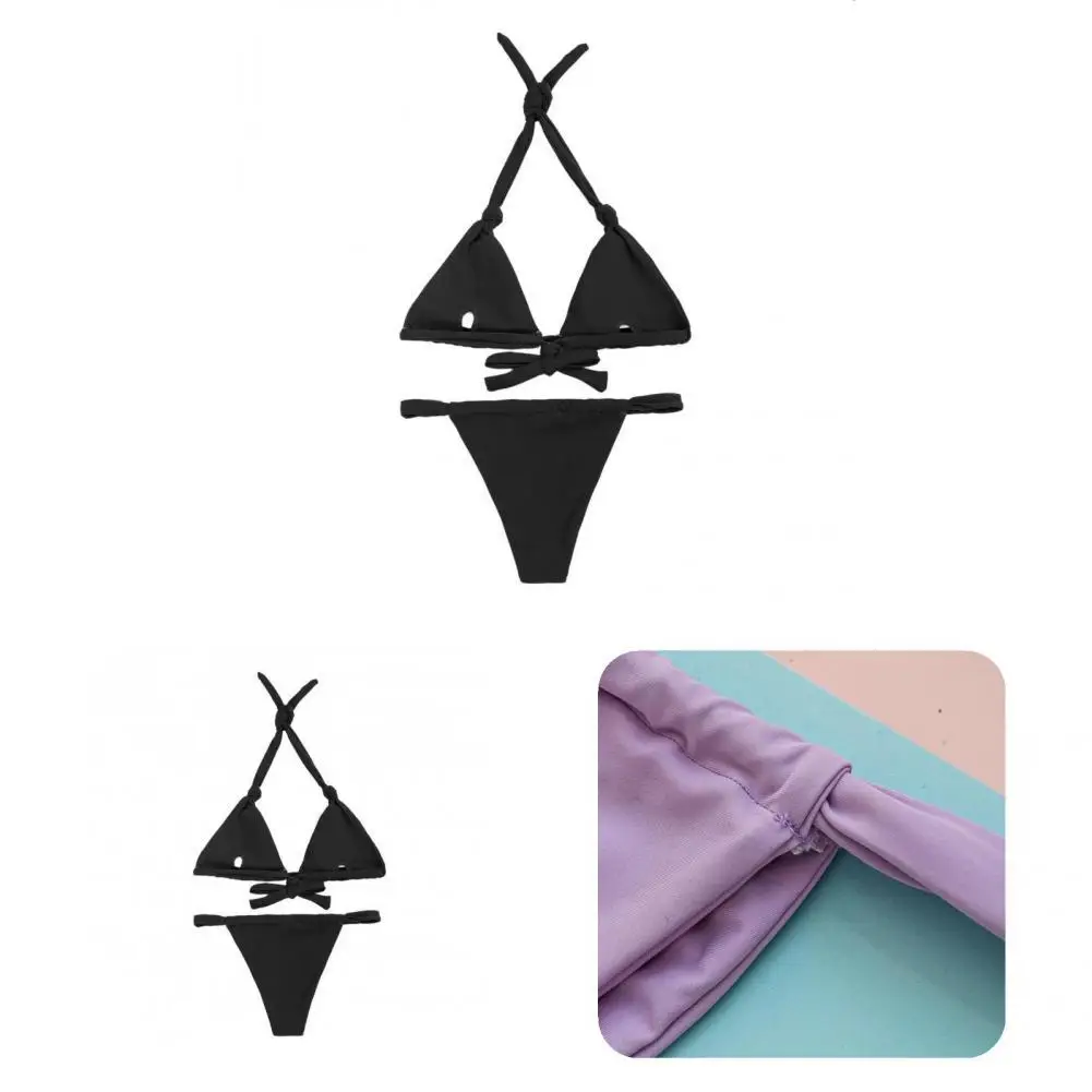 

2 Pcs/Set Swimwear Set Thong Backless Sexy Padded Summer Bathing Suit Swimsuit Set for Water Activity