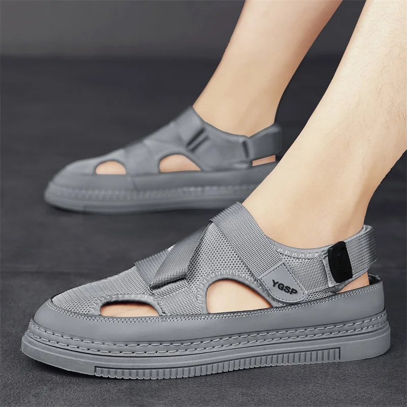 Мужские сетчатые сандалии с вырезами Мужская Уличная дышащая рабочая обувь