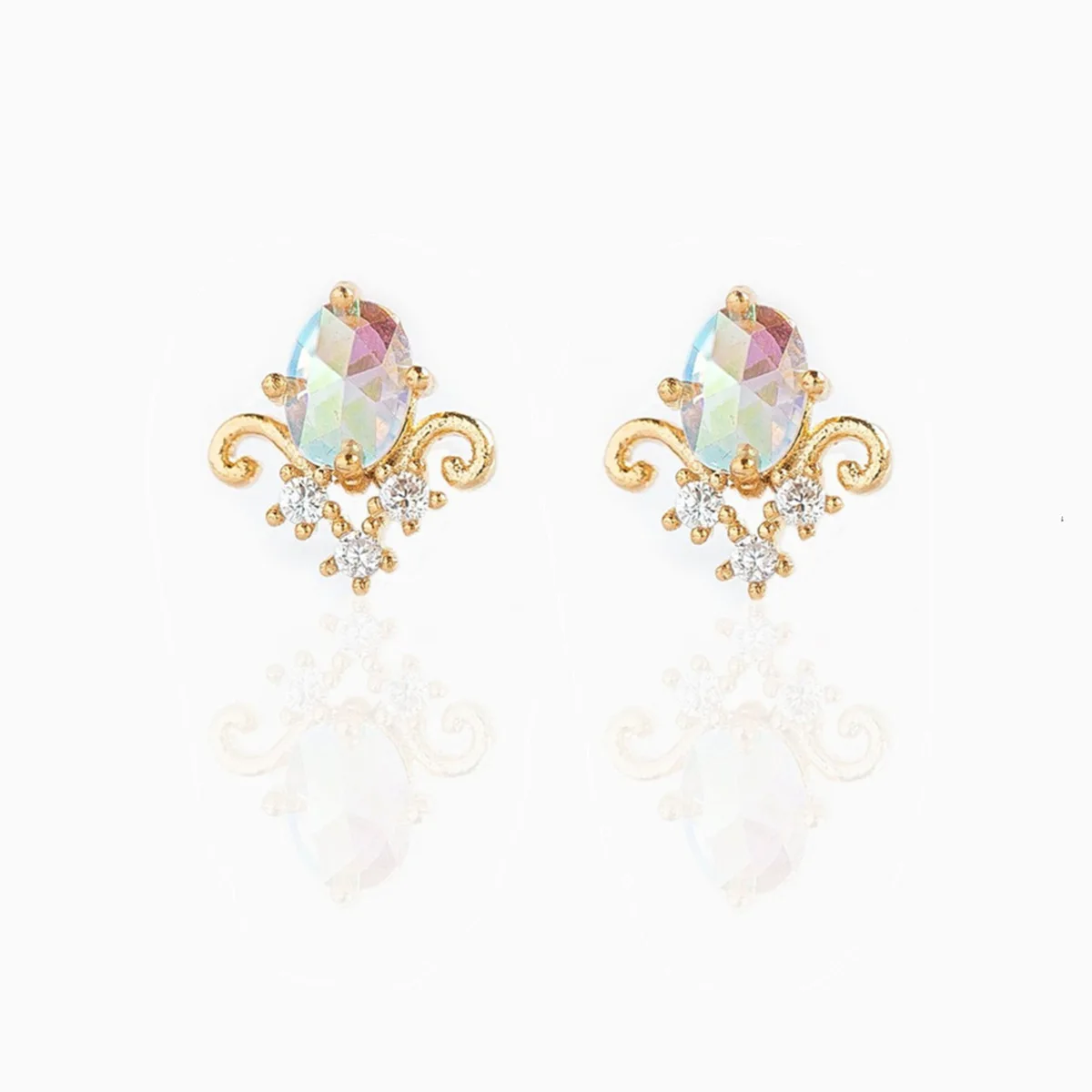 Geometric Square Oval Illusory Color Zircon Stud Earring Fo r Women Girl Trendy Zircon Earrings Jewelry