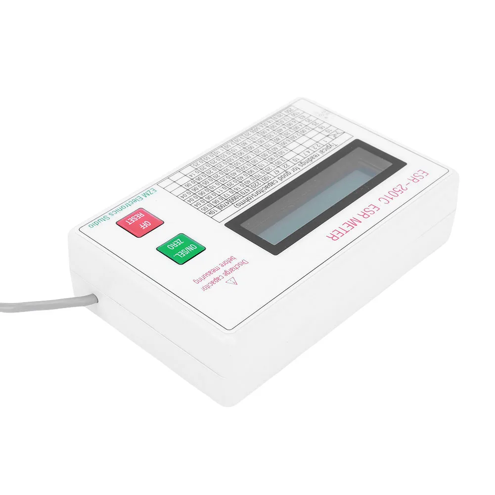 Тестер конденсаторов ESR DCR ЖК-дисплей измеритель с тестовыми проводами зажим для