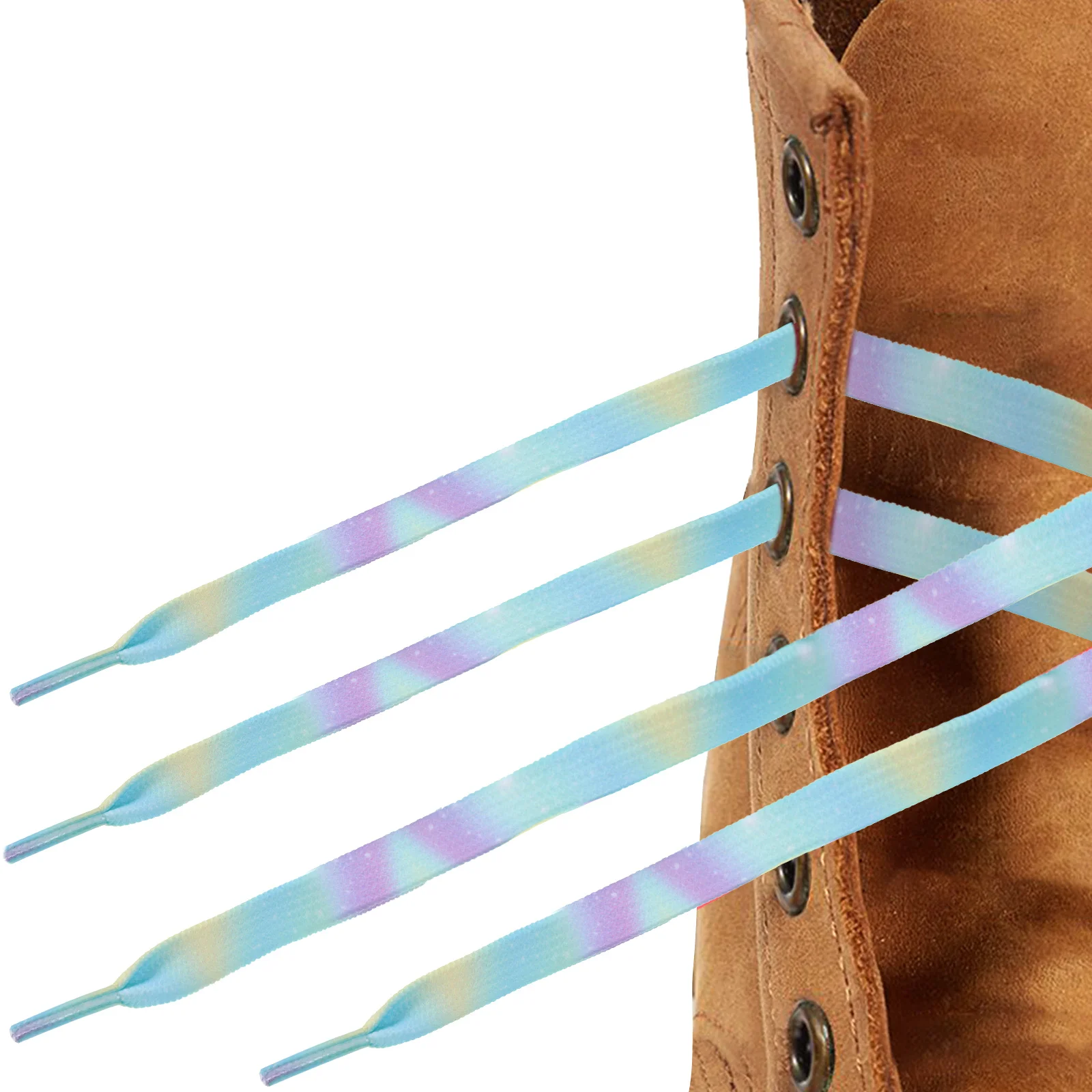 2 Pair Gradient Laces Colorful Shoelace Black Flat Shoes String Athletic Stretch