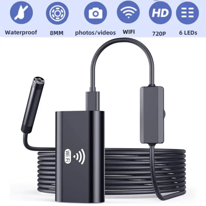 

8mm WiFi Endoscope Camera HD 720P Waterproof 6 LED Borescope For Car Industrial Inspection Mini Camera Endoscope For Android IOS