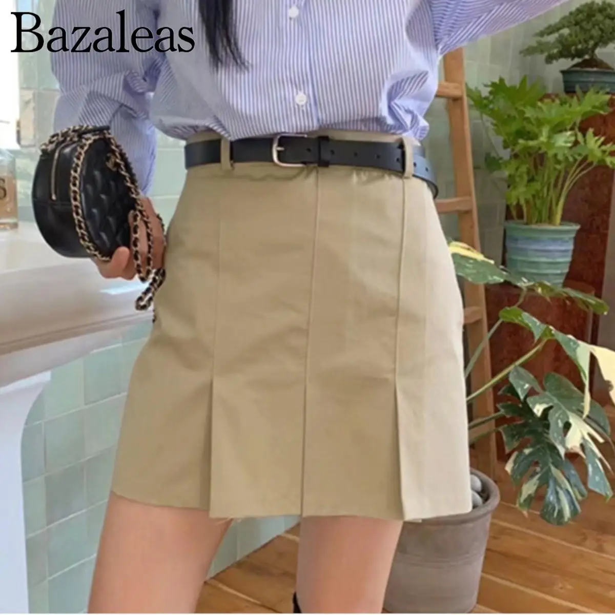 

Vintage Casual High Waist A-line Slim Solid Mini Skirt Y2k Skort Pleated Skirt for Women Summer Spring