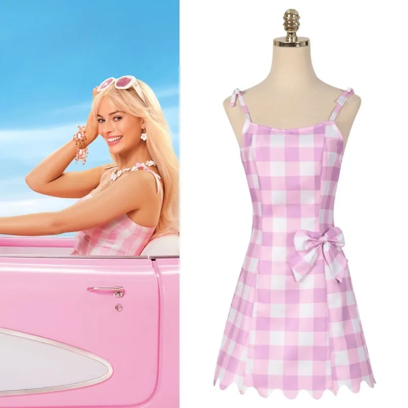 

Barbie Barbie Pink Plaid Dress Cosplay Halloween Christmas Party Costume Cos Women Cute Sexy Clothes Stage Performance Role Play