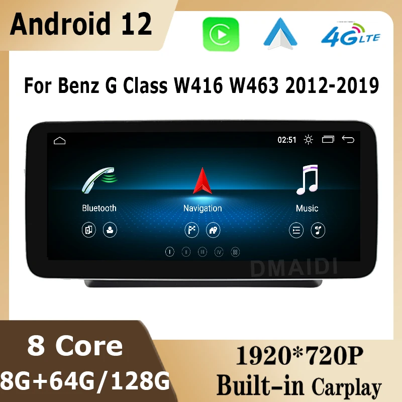 

10.25/12.5inch Andriod 12 8G+128G Car GPS Multimedia Player For Mercedes Benz G-Class W461 W463 G350 2012-2019