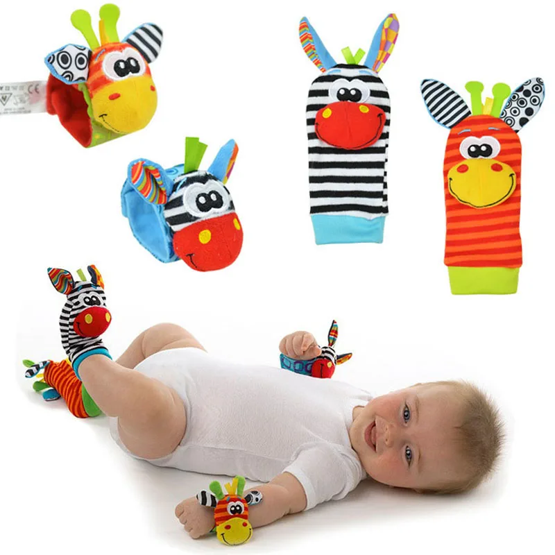 

0-12 Months Baby Toy Baby Rattles Toys Animal Socks Wrist Strap +Rattle Baby Foot Socks Bug Wrist Strap Baby Socks
