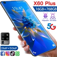 2021 new arrival cheapest smartphone x60 plus 16gb ram 768gb rom 7 6 inch hd screen smart phone android 11 unlocked mobile phone