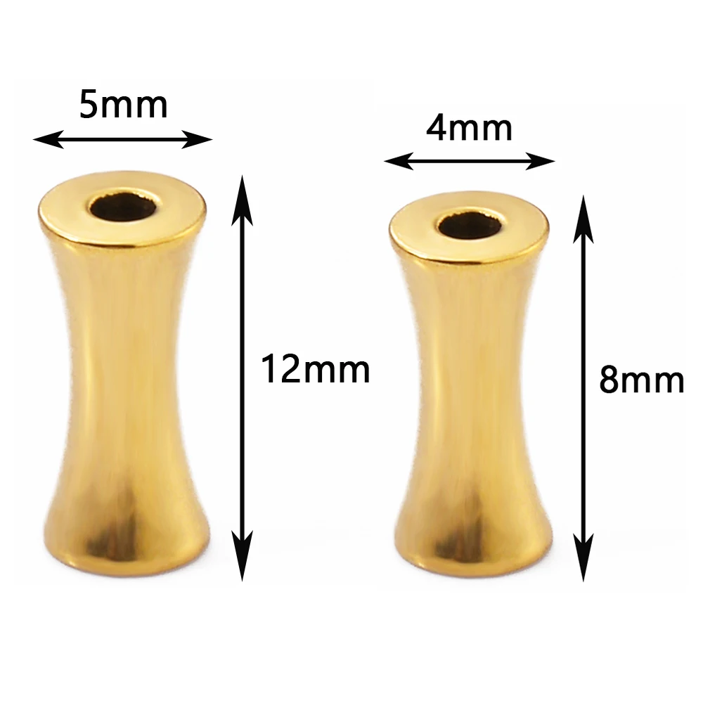 10pcs Stainless Steel Tube Spacer Beads Gold Plated Barrel Drum Beads Charms for DIY Necklace Bracelet Jewelry Making Supplies