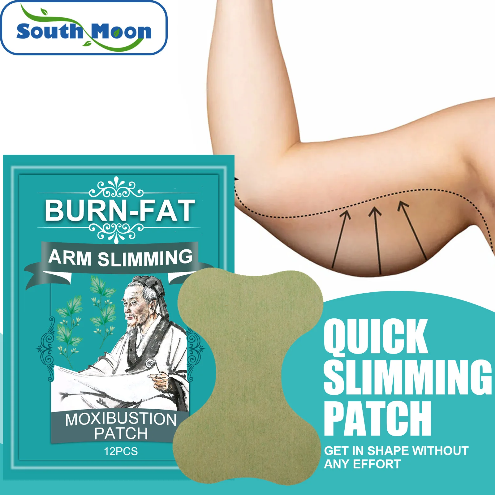

South Moon Thin Arm Moxibustion Paste Slimming Down Hot Compress Stickers Slimming Products to Burn Fat Lose Weight Patch 12pcs