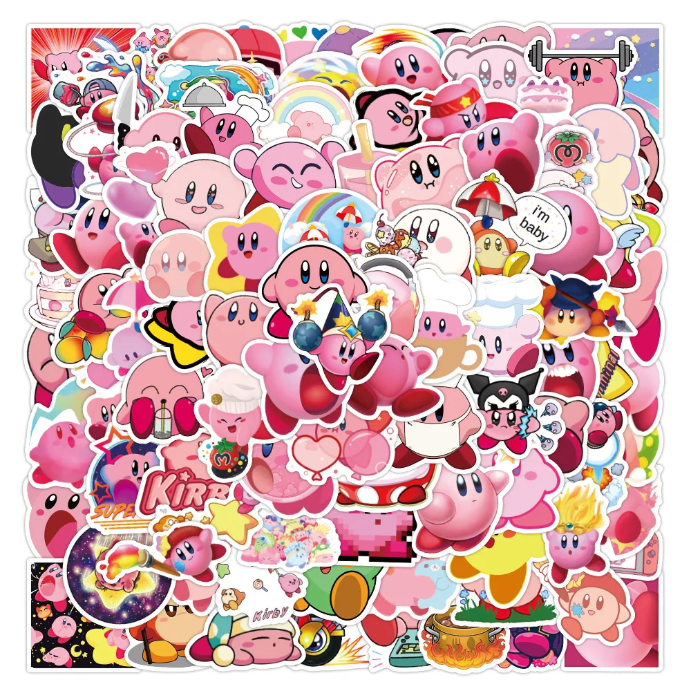 

10/50/100Pcs Cartoon Game Cute Kirby Anime Scrapbook Stickers Decals Laptop Skateboard Motorcycl Car DIY Deco Sticker Kids Toys