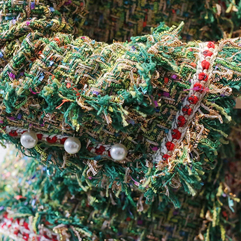 Женская однобортная винтажная твидовая шерстяная куртка пальто с кисточками