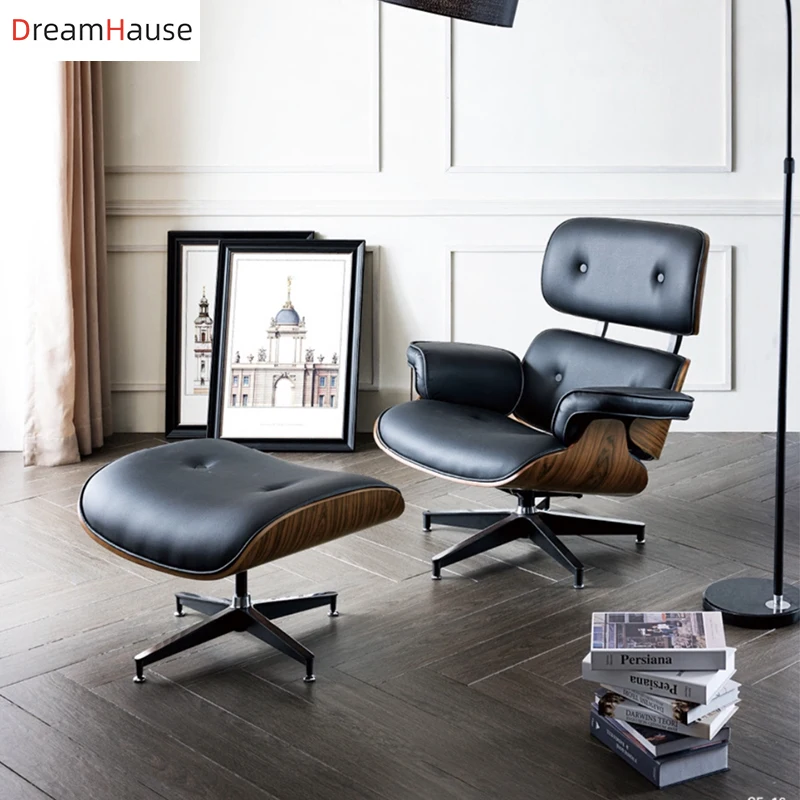 

Dreamhause High Quality Italy Style Modern Leather Living Room Lounge Chairs Wood back Single Sofa