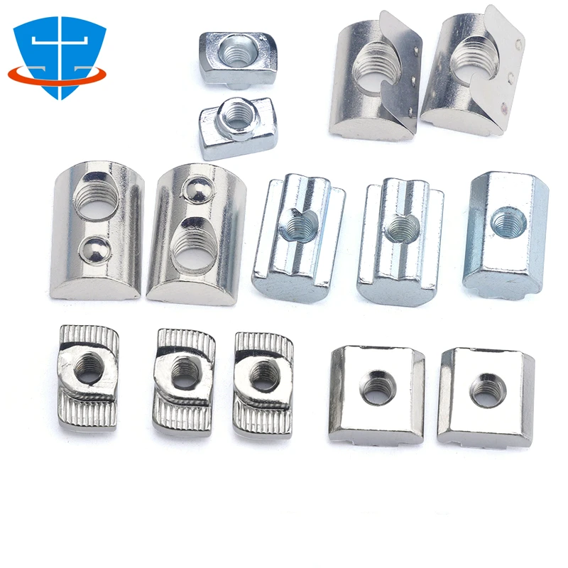 

20Pcs M3 M4 M5 M6 M8 EU 20/30/40/45 Hammer Head T Nut Slide Square Shrapnel Steel Ball Nuts Aluminum Extrusion Profile Fasteners