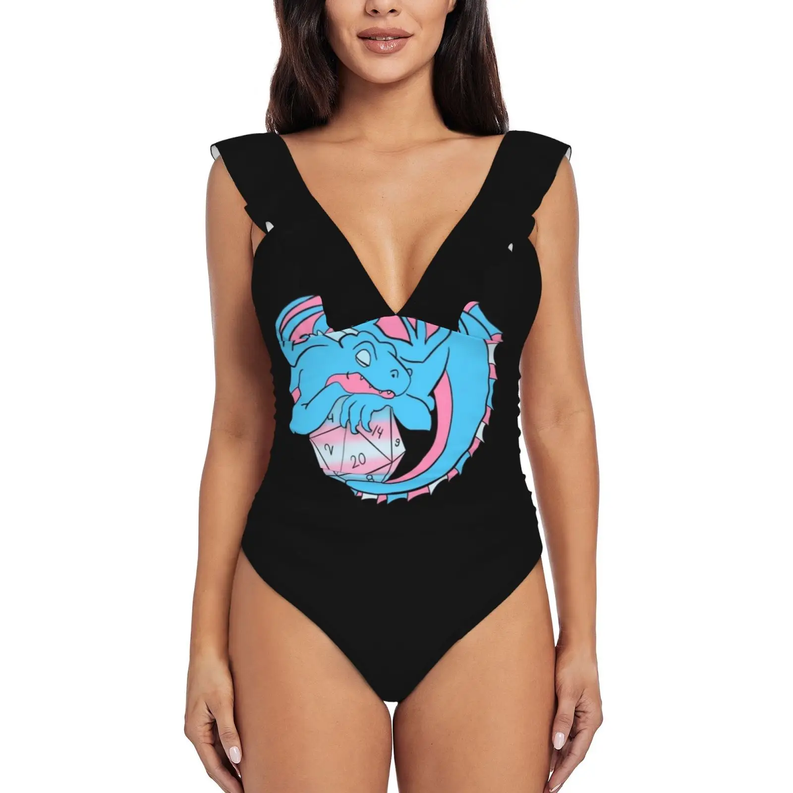 

Dnd Trans Pride Dragon Dice , D20 Цельный купальник, высококачественный купальник с принтом, монокини с эффектом пуш-ап, летний купальный костюм Dnd