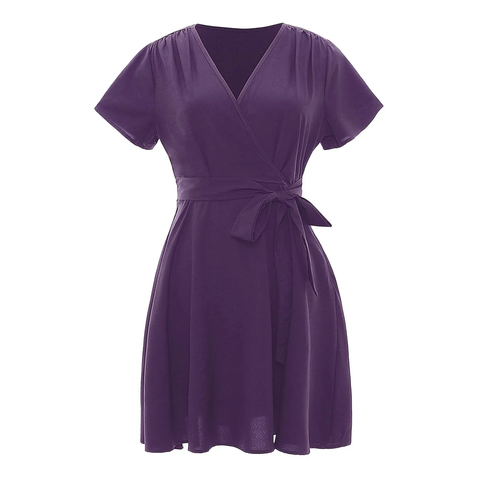 Женское платье больших размеров летнее однотонное трапециевидной формы с