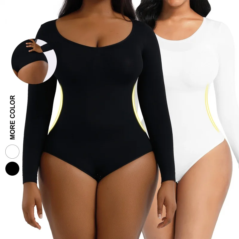 New Women Long Sleeve Bodysuit Corset Seamless Slimming Hip Shapewear Body Shaper Tummy Butt Lifter With Waist Train Catsuit