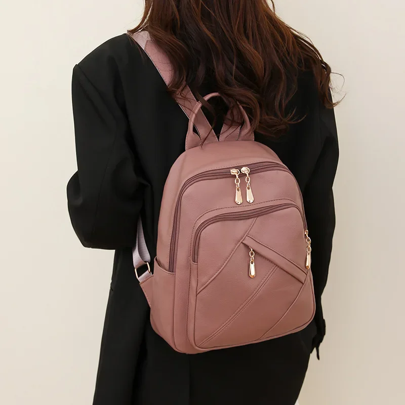 

Новинка 2023, модная женская сумка в европейском и американском стиле, простой и легкий вместительный рюкзак из искусственной кожи