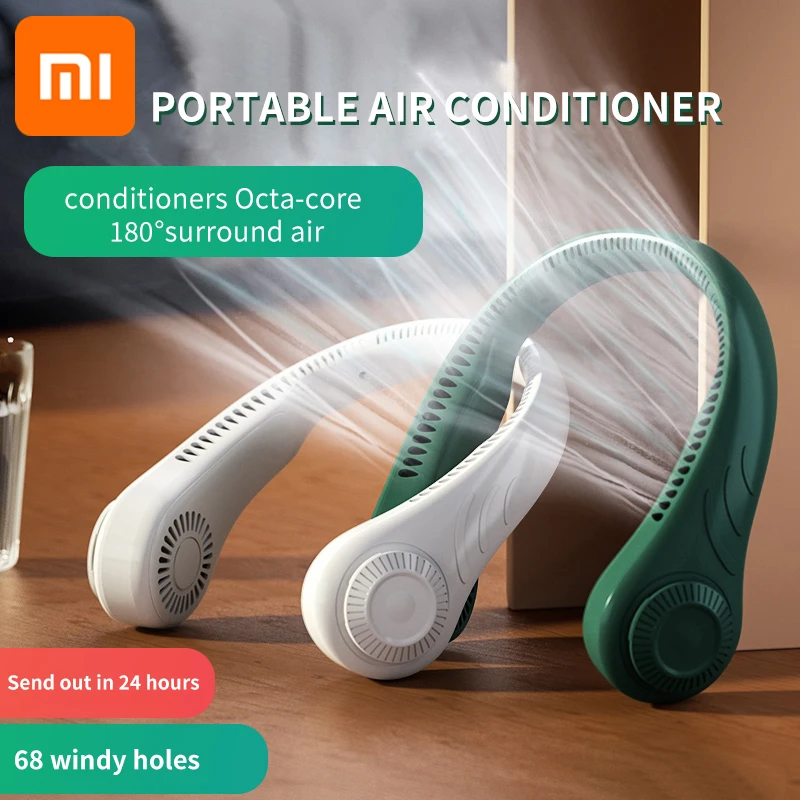 

Xiaomi Portable Neck-mounted Fan USB Rechargeable Air Bladeless Cooler Wearable Neckband Cooling Fan for Home Office Outdoor