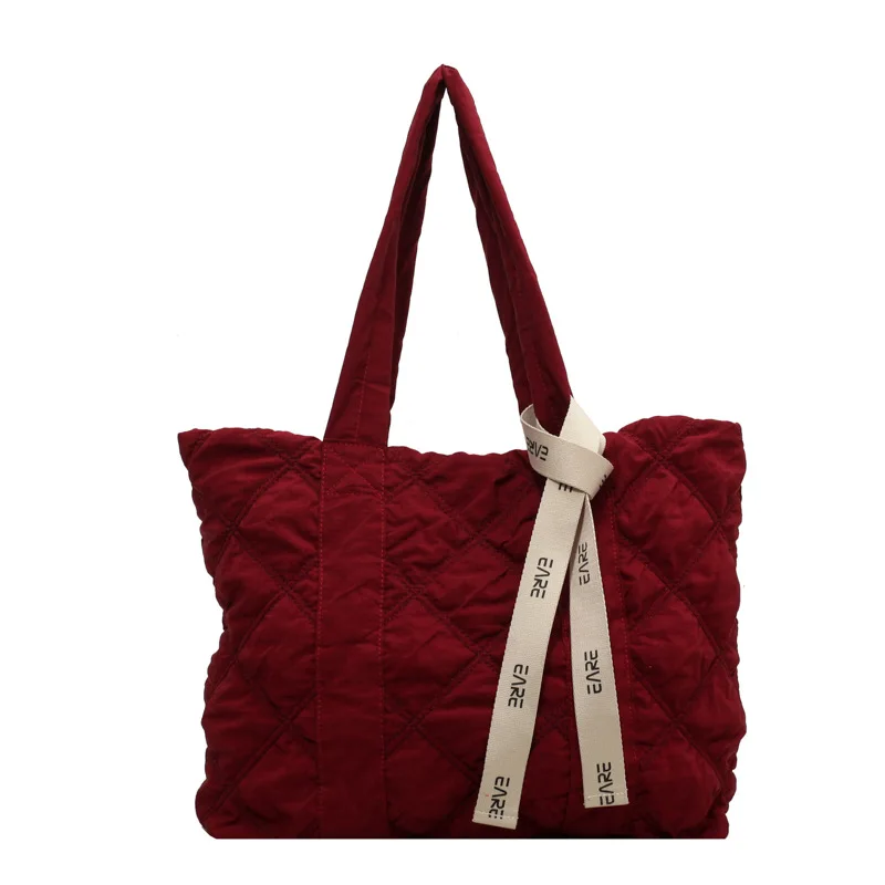 

Lingge Embroidery Women's Handbags Winter Cotton Crossbody Bags Female Simple Casual Shoulder Messenger Bags Daily Use Totes