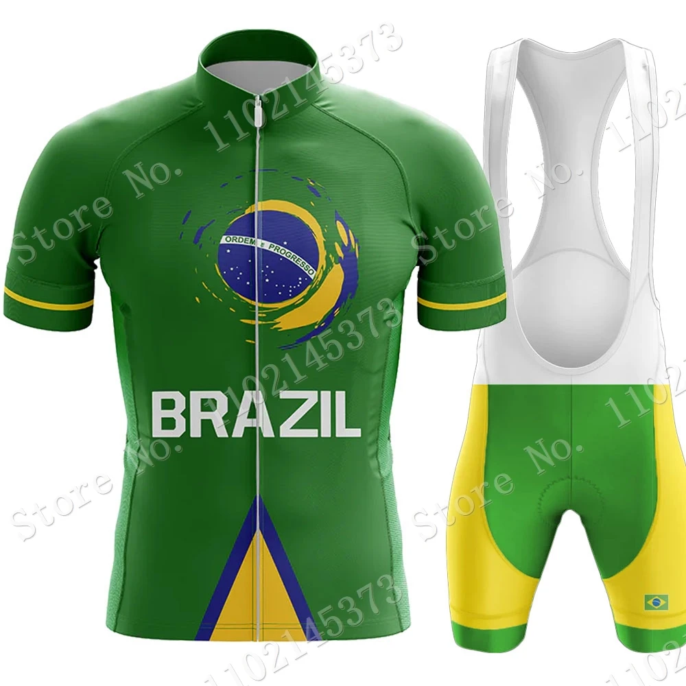 

Brazil National Team 2023 Cycling Jersey Set Summer Bicycle Clothing Road Bike Shirts Suit Bicycle Bib Shorts MTB Ropa Maillot