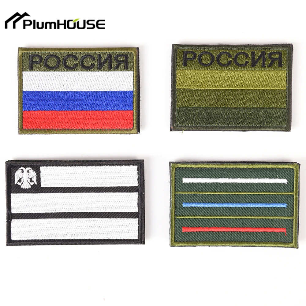 Embroidered Patch Russian Television Fastener Military Emblem Tactical Morale Costume Applique Russia Flag Embroidery Patches