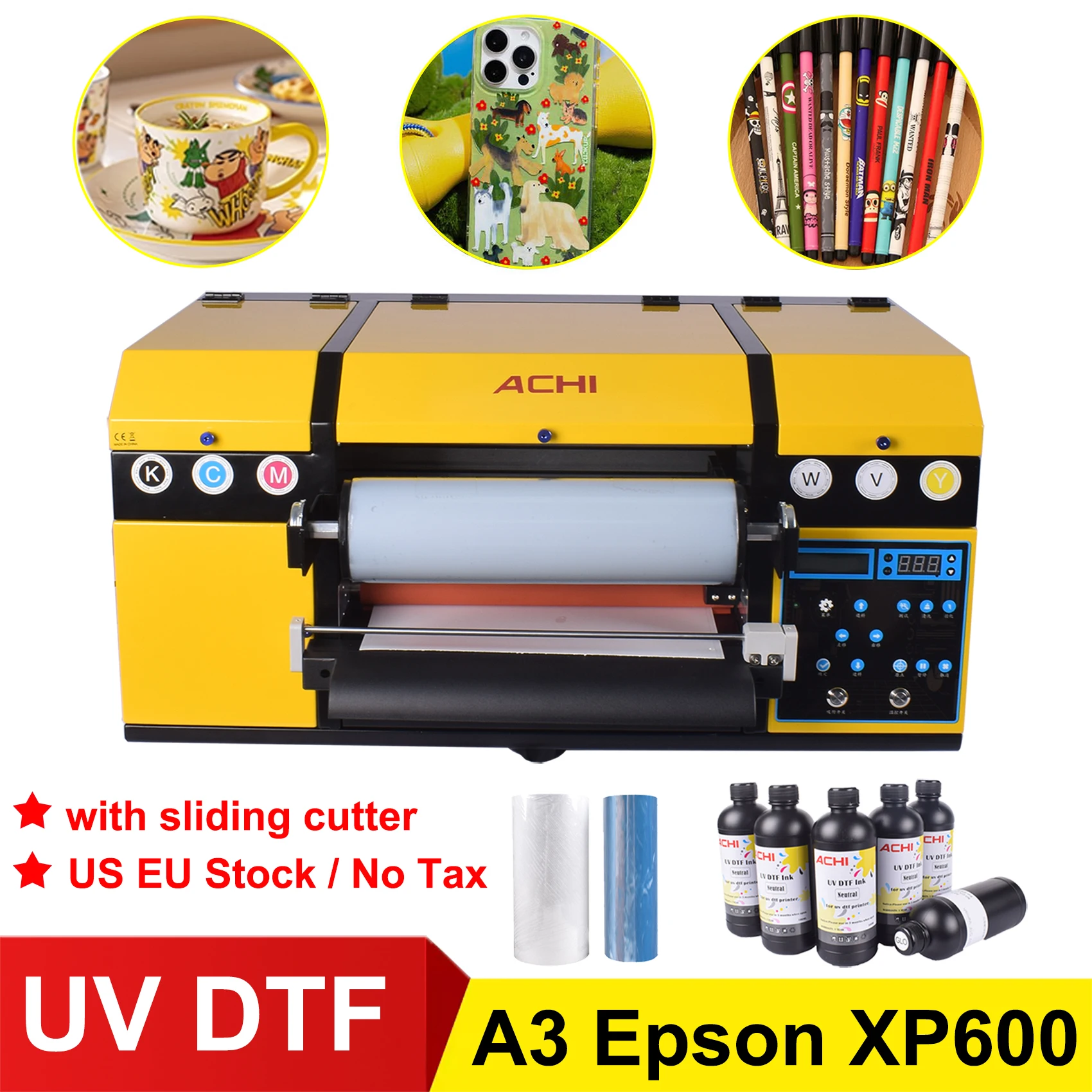Принтер ACHI A3 XP600 UV DTF 2 в 1 принтер для переноса наклеек УФ-планшетный кружки крышки