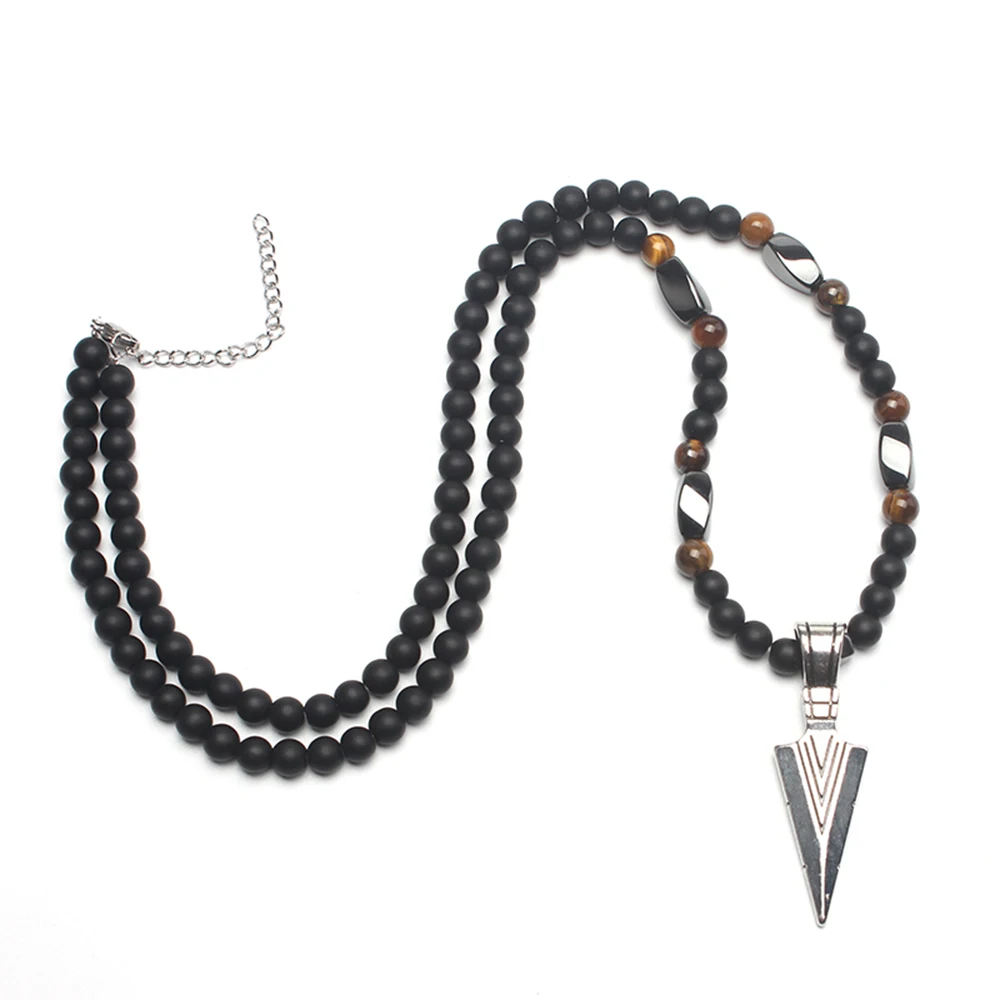 Модное 6 мм матовое черное ожерелье с круглыми бусинами для мужчин ювелирные