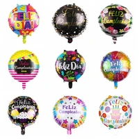 50pcs 18inch spanish letter foil balloon feliz cumpleanos mylar helium balloon birthday party decoration round baloes air globos