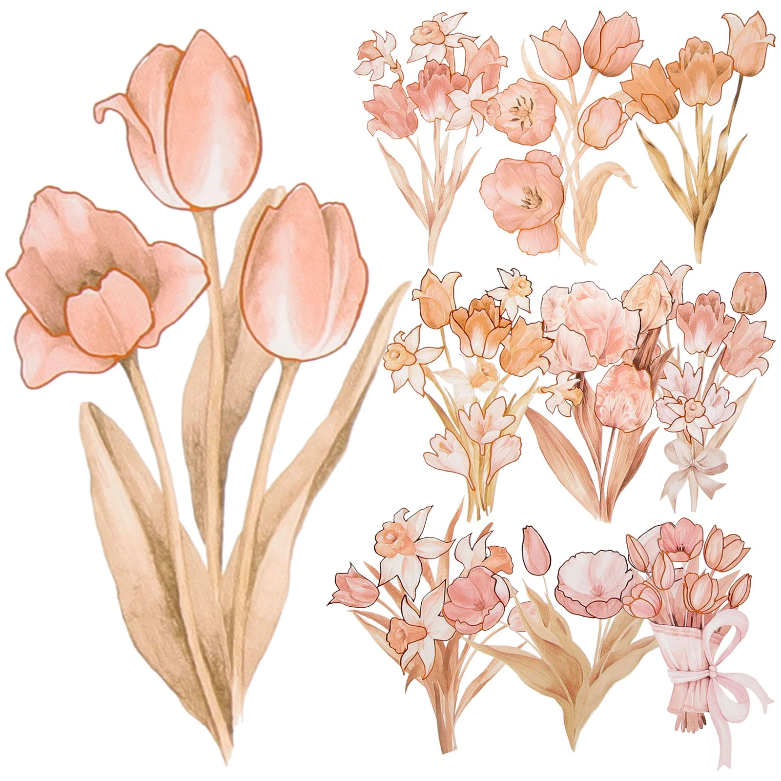 

DIY Background Sticker Journaling Decals Scrapbook Decorations Scrapbooking Flower Stickers