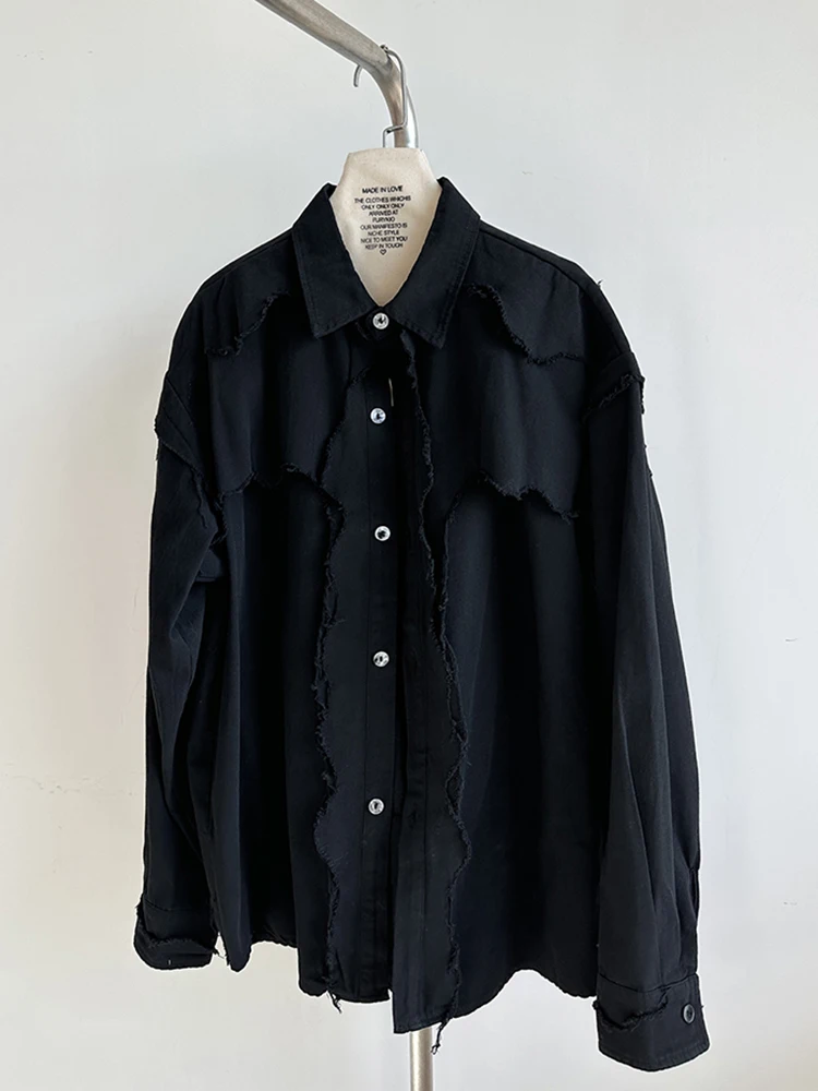 YERMORA женская черная нерегулярная сращенная повседневная блузка с лацканами и