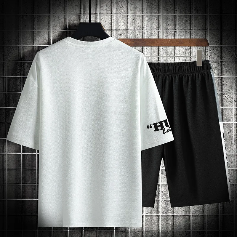 Summer Tracksuit T Men Harajuku Printed Tracksuit Short Sleeve Shorts Sets Mens O-Neck Breathable Casual Sportswear Men Clothes