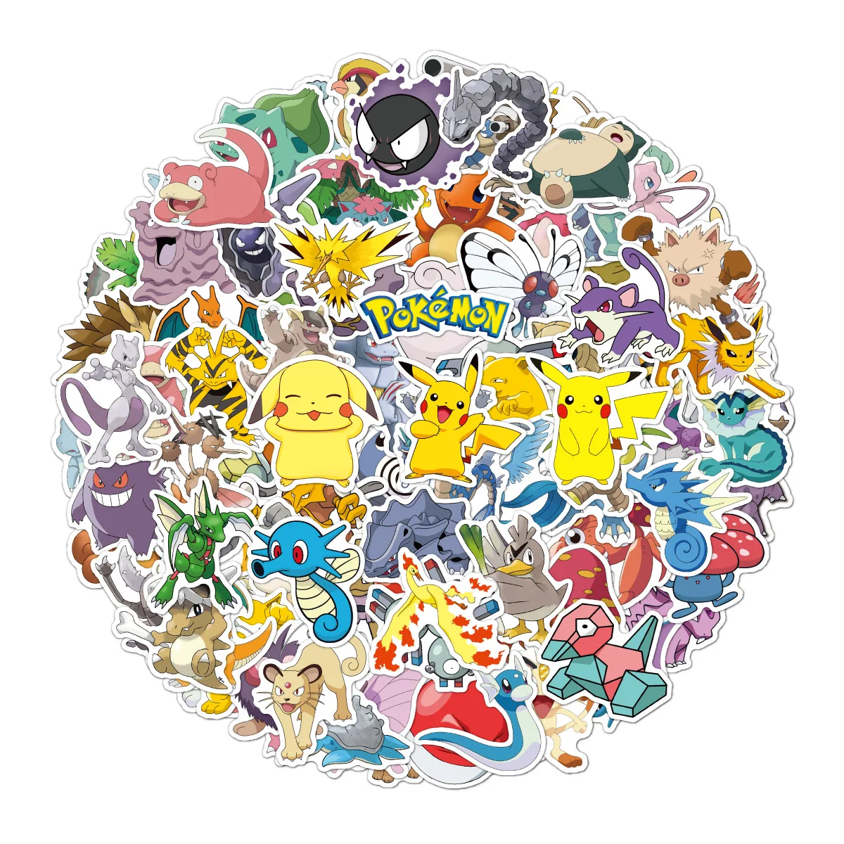 

100Pcs Pokemon Stickers Toys Cartoon Pikachu Psyduck Stickers Skateboard Guitar Laptop Luggage Waterproof Stickers Gift For Kids