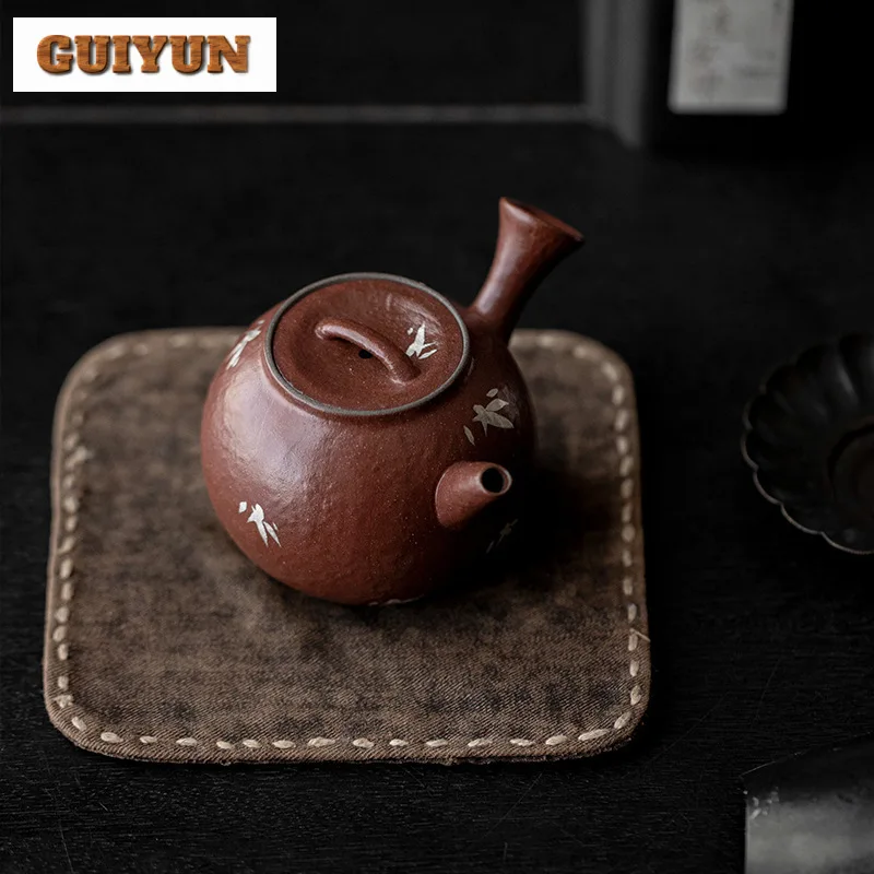 110 мл ручная роспись позолоченный серебряный бамбуковый чайник ручной работы