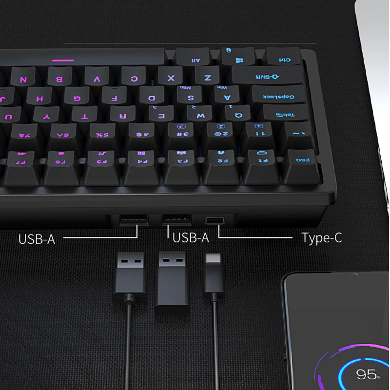 RK98 Royal Kludge Беспроводная механическая клавиатура с 98 клавишами игровая RGB