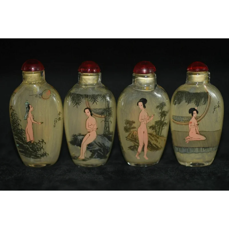 4 шт. Китайская народная Живопись Внутри красивая фигурка стеклянная табак