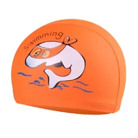 children swimming cap cartoon prints for boys and girls pu coated swimming cap waterproof and hair care wholesale