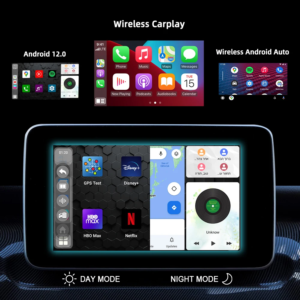 Carplay Spotify Netflix Iptv Tv box Android авто беспроводной Ai Box Автомобильная Мультимедийная