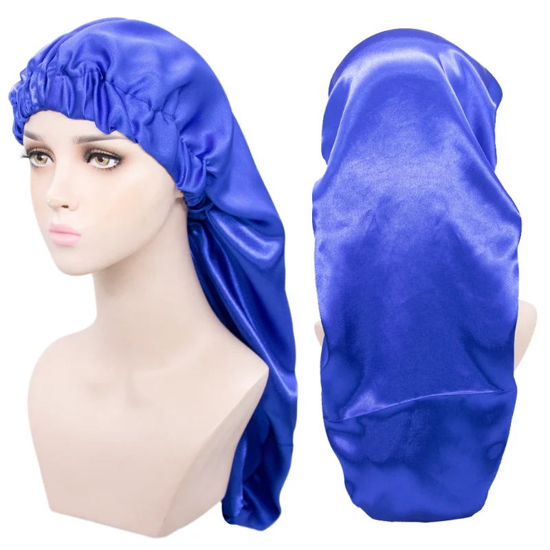 

Sdotter Long Satin Bonnet Sleep Cap Silk Sleeping Cap With Wide Elastic Band Loose Night Hat For Women Braids Curly Hair Natural