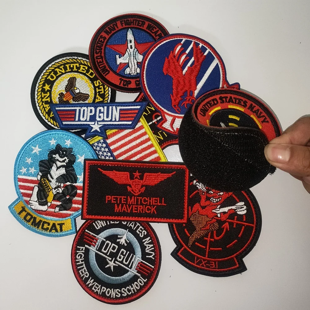 

Top Gun Tomcat Embroidery Patch Chapter American Navy Air VF-1 Pilot Badge Armband Applique Clothes Sticker Jacket Hook Loop
