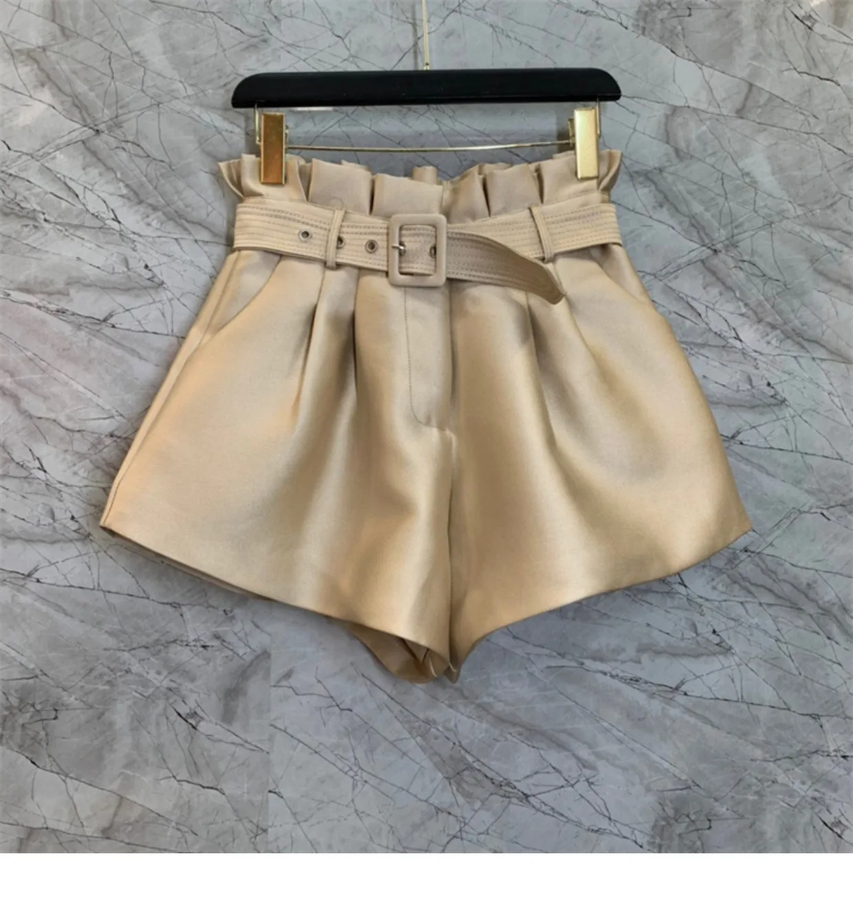 Khaki Shorts Women's Clothing Summer Thin High Waist Wide-Leg Casual Pants Cold Style High-Grade Short Pants Soft Booty Shorts