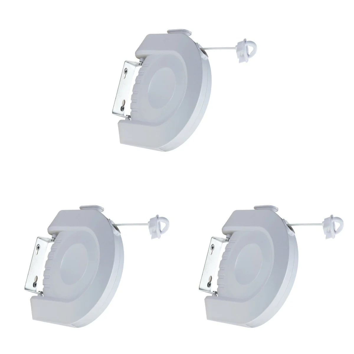 

3pcs 12m Retractable Clothesline Heavy Duty Portable Clothes Dryer with Adjustable PVC Rope String(White)