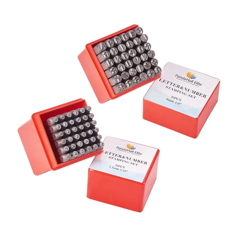 

36 Pcs High Hardness Carbon Steel Hand Punch Metal Stamp Kit Letter Number Stamping Kit for Mold Jewel Making Die